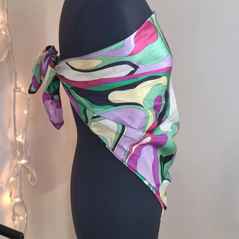 Dennis Basso Vintage Mod Abstract Satin Scarf 35